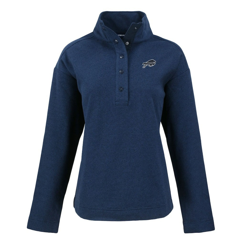Buffalo Bills Cutter & Buck Women's Hunts Point Eco Half-Snap Sweatshirt Navy | NFL