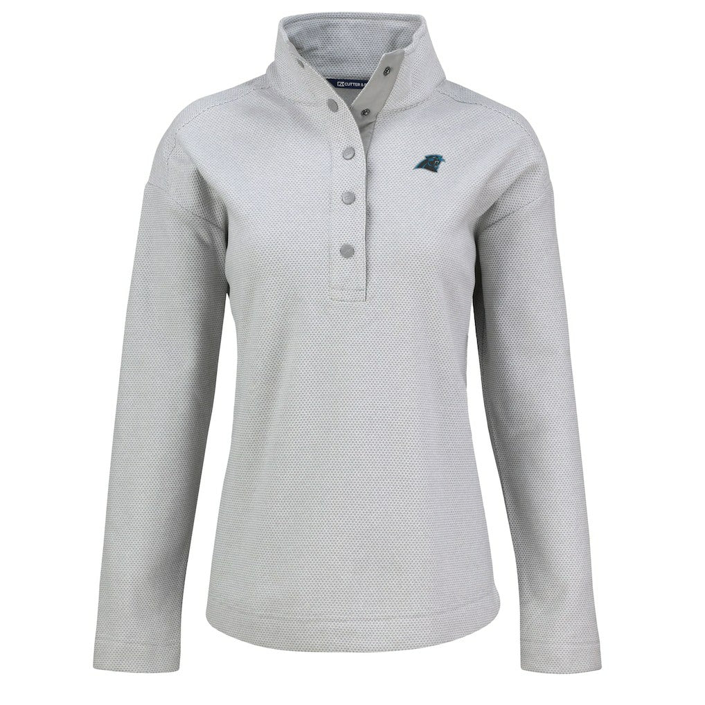 Carolina Panthers Cutter & Buck Women's Hunts Point Eco Half-Snap Sweatshirt Gray | NFL