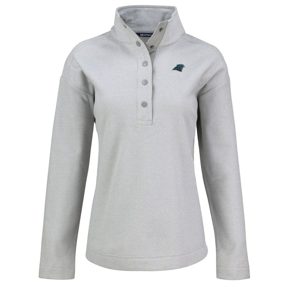 Carolina Panthers Cutter & Buck Women's Hunts Point Eco Half-Snap Sweatshirt Gray | NFL