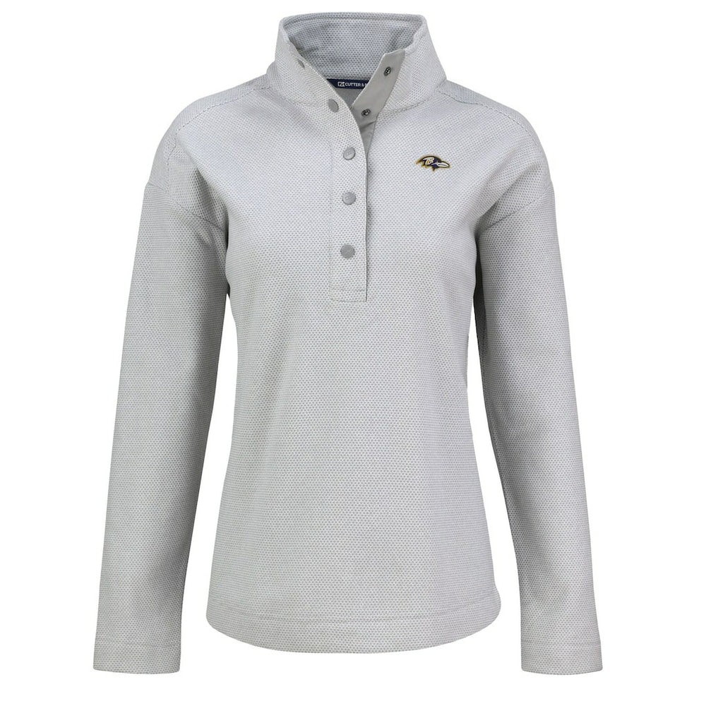 Baltimore Ravens Cutter & Buck Women's Hunts Point Eco Half-Snap Sweatshirt Gray | NFL