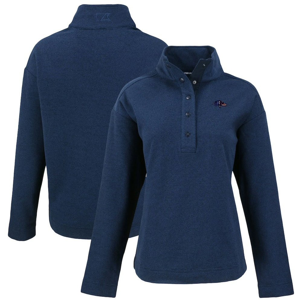 Baltimore Ravens Cutter & Buck Women's Hunts Point Eco Half-Snap Sweatshirt Navy | NFL