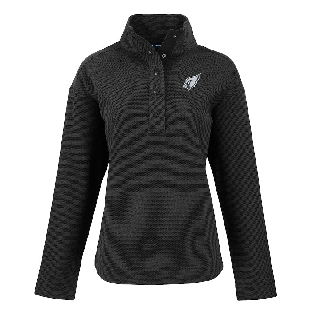 Arizona Cardinals Cutter & Buck Women's Hunts Point Eco Half-Snap Sweatshirt Black | NFL