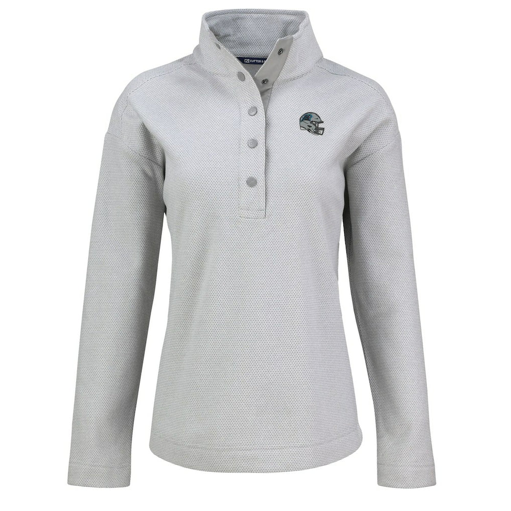 Carolina Panthers Cutter & Buck Women's Hunts Point Eco Half-Snap Sweatshirt Gray | NFL