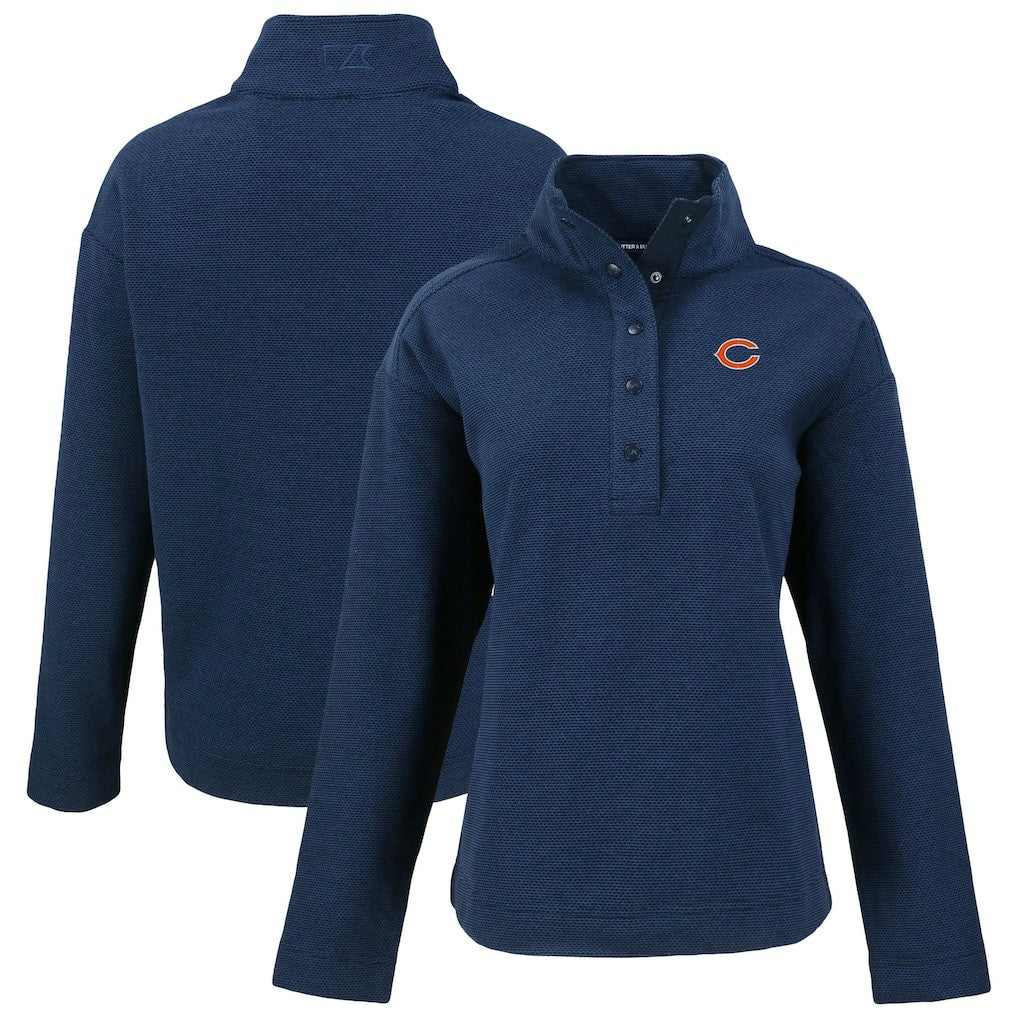 Chicago Bears Cutter & Buck Women's Hunts Point Eco Half-Snap Sweatshirt Navy | NFL