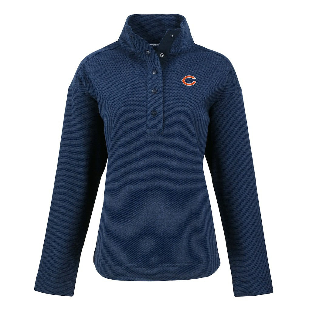 Chicago Bears Cutter & Buck Women's Hunts Point Eco Half-Snap Sweatshirt Navy | NFL