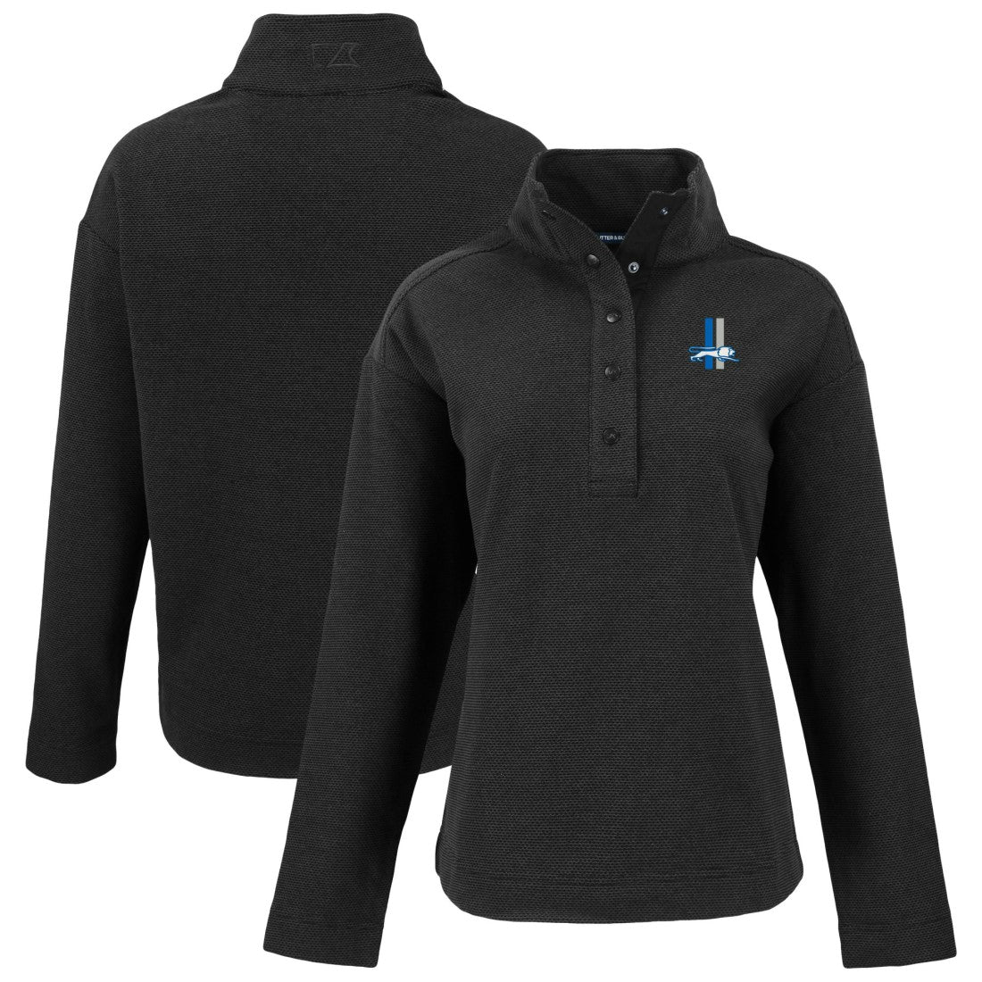 Detroit Lions Cutter & Buck Women's Hunts Point Eco Half-Snap Sweatshirt Black | NFL