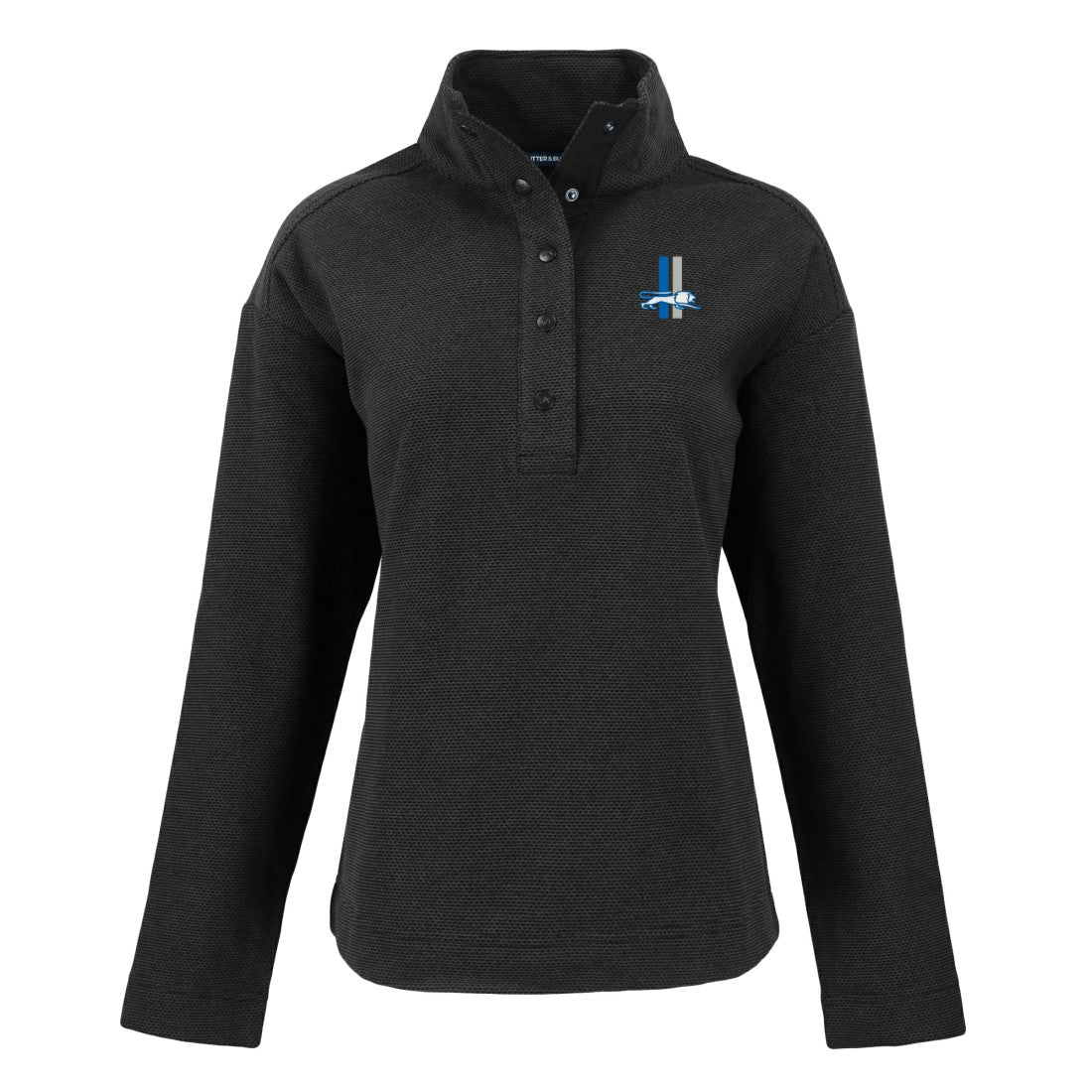 Detroit Lions Cutter & Buck Women's Hunts Point Eco Half-Snap Sweatshirt Black | NFL