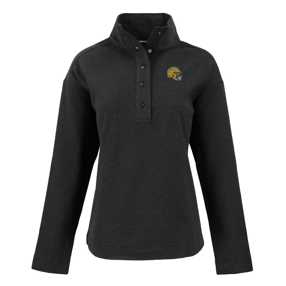 Green Bay Packers Cutter & Buck Women's Hunts Point Eco Half-Snap Sweatshirt Black | NFL