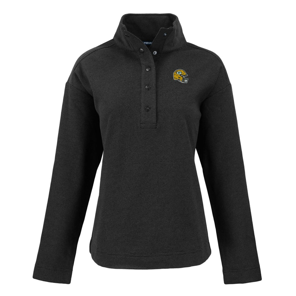 Green Bay Packers Cutter & Buck Women's Hunts Point Eco Half-Snap Sweatshirt Black | NFL