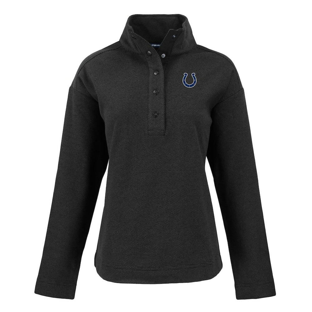Indianapolis Colts Cutter & Buck Women's Hunts Point Eco Half-Snap Sweatshirt Black | NFL