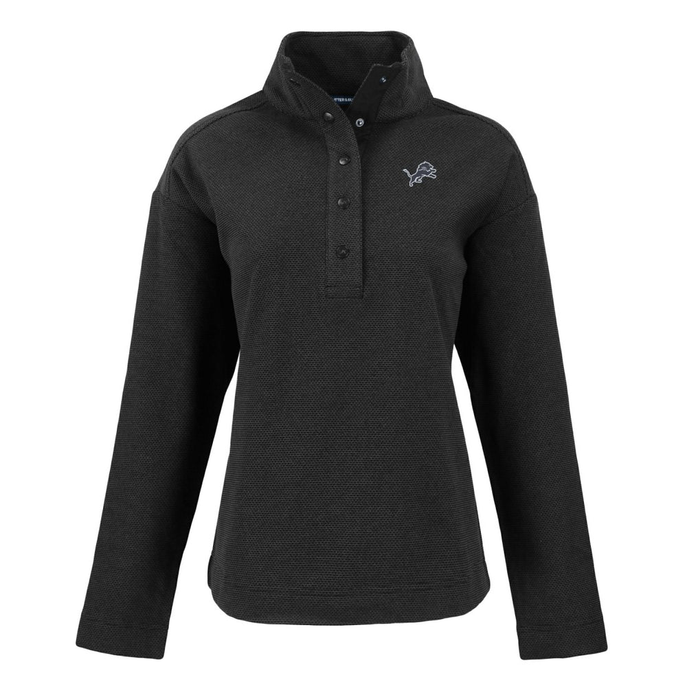 Detroit Lions Cutter & Buck Women's Hunts Point Eco Half-Snap Sweatshirt Black | NFL