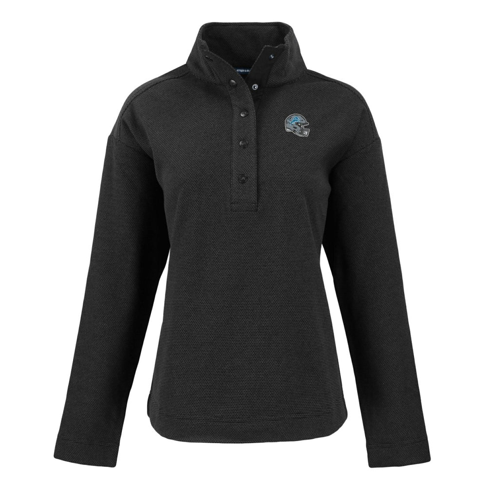 Detroit Lions Cutter & Buck Women's Hunts Point Eco Half-Snap Sweatshirt Black | NFL