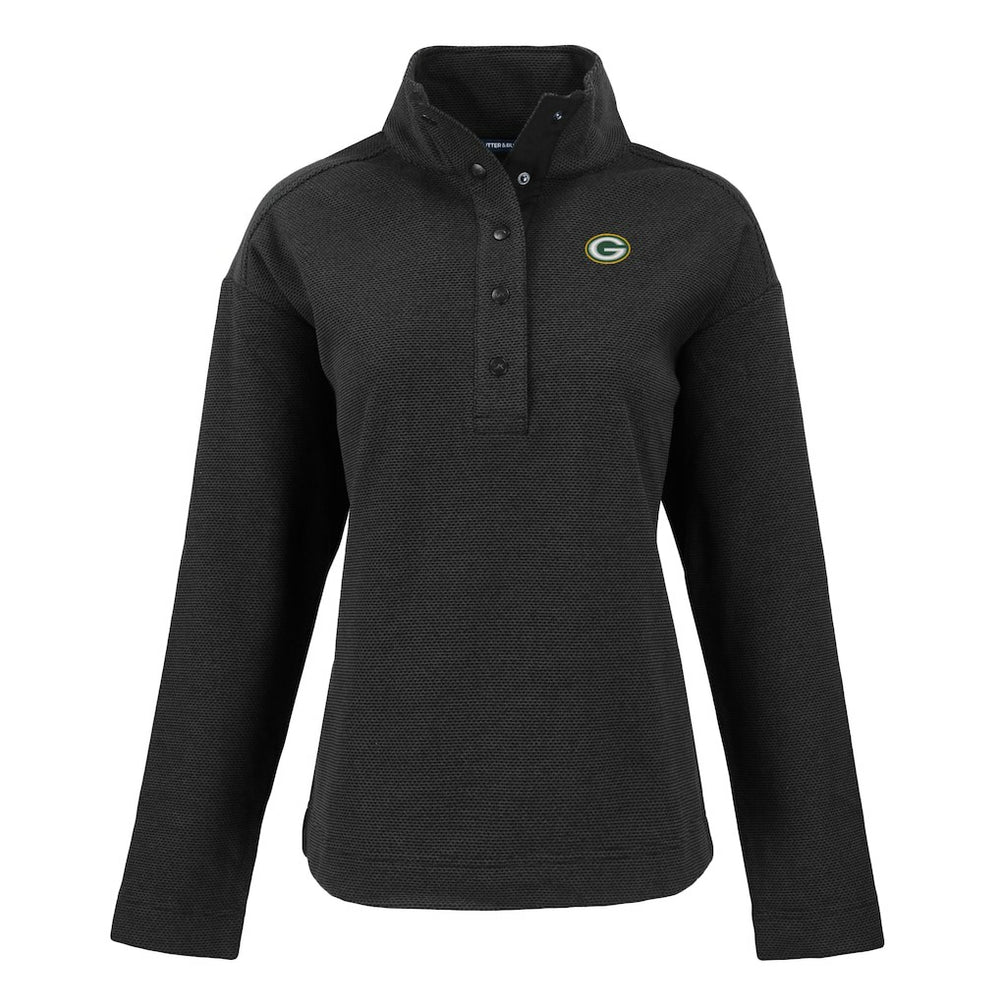 Green Bay Packers Cutter & Buck Women's Hunts Point Eco Half-Snap Sweatshirt Black | NFL