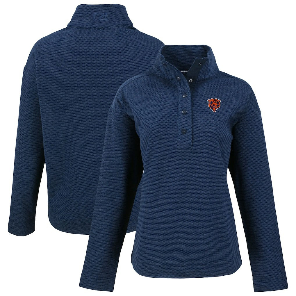 Chicago Bears Cutter & Buck Women's Hunts Point Eco Half-Snap Sweatshirt Navy | NFL