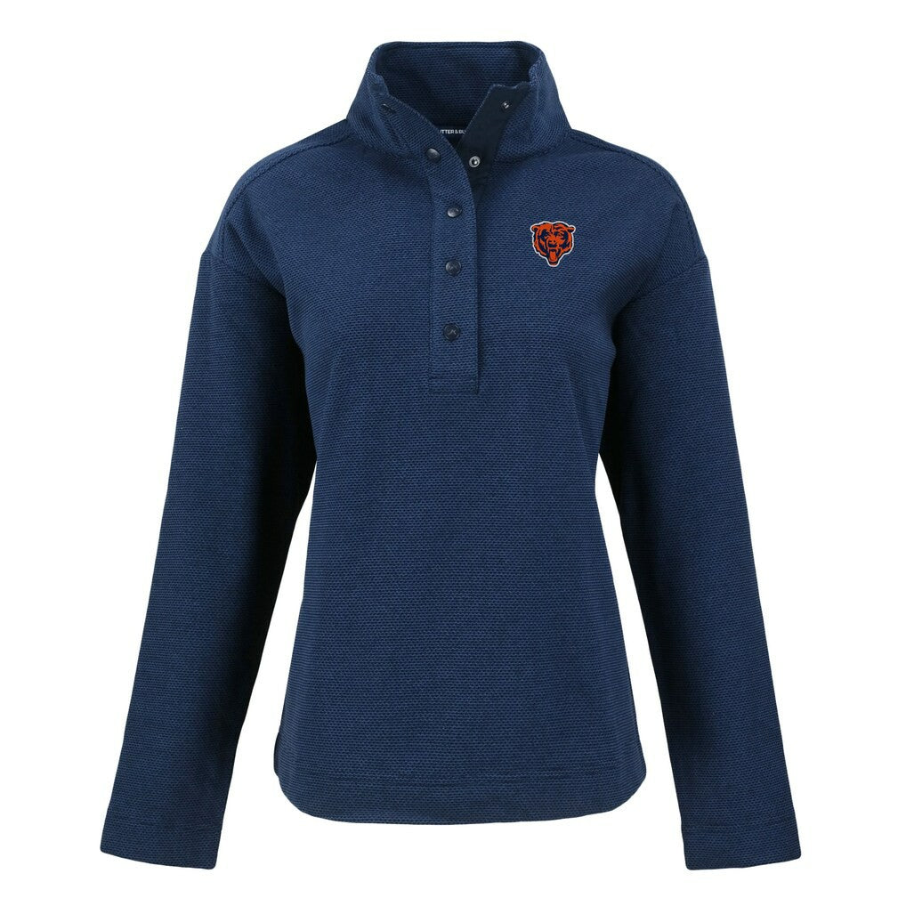 Chicago Bears Cutter & Buck Women's Hunts Point Eco Half-Snap Sweatshirt Navy | NFL