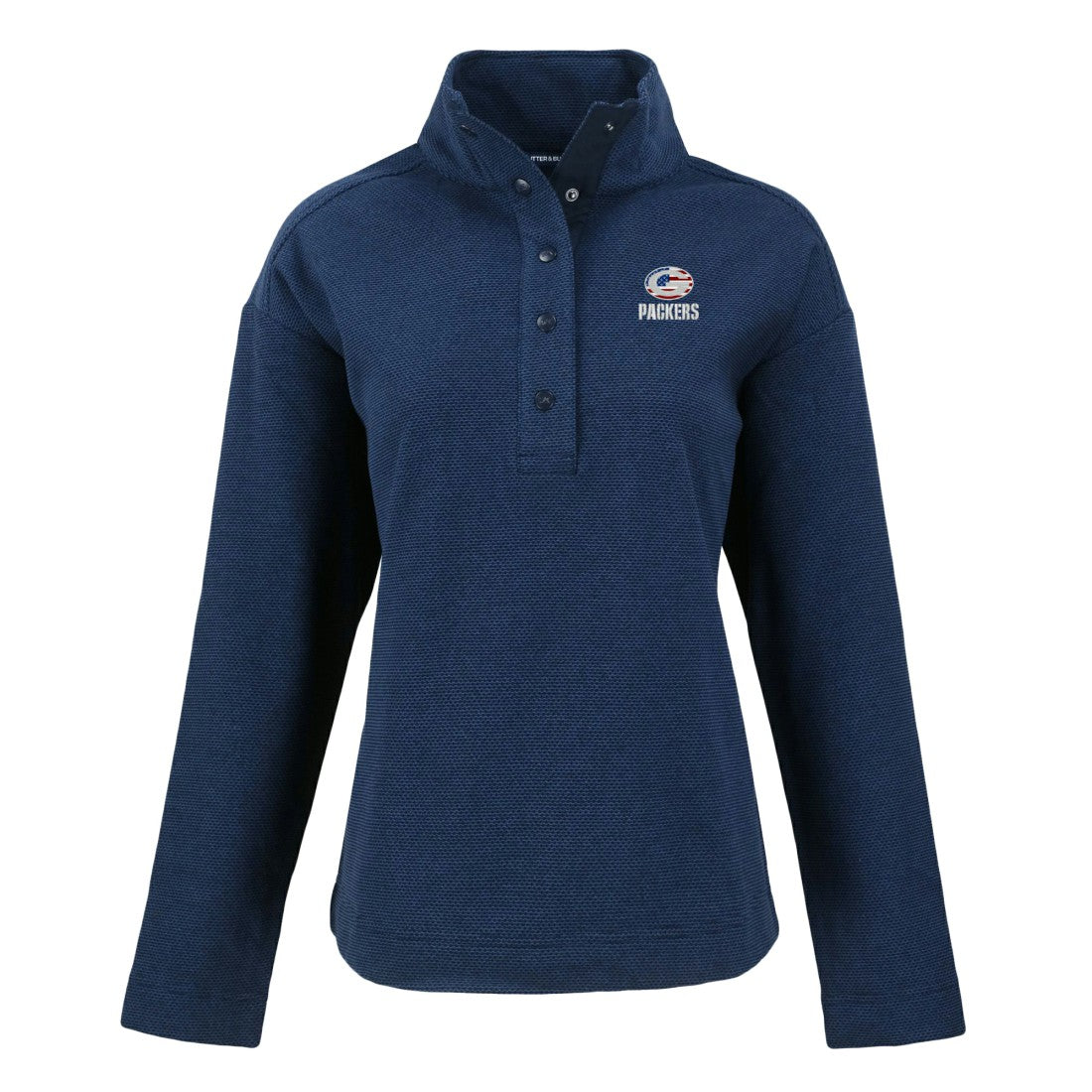 Green Bay Packers Cutter & Buck Women's Hunts Point Eco Half-Snap Sweatshirt Navy | NFL