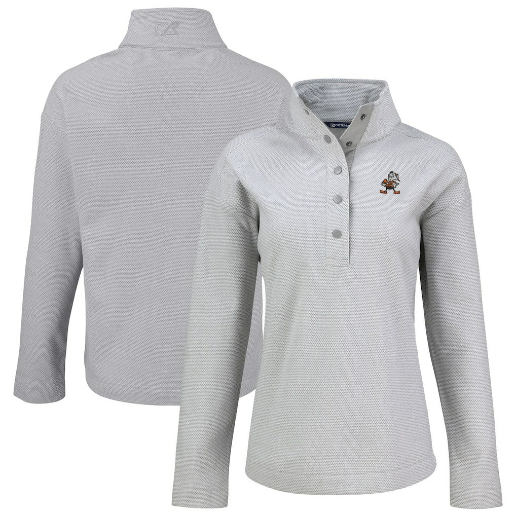Cleveland Browns Cutter & Buck Women's Hunts Point Eco Half-Snap Sweatshirt Gray | NFL