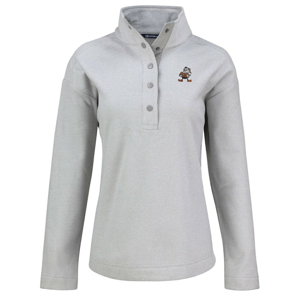 Cleveland Browns Cutter & Buck Women's Hunts Point Eco Half-Snap Sweatshirt Gray | NFL
