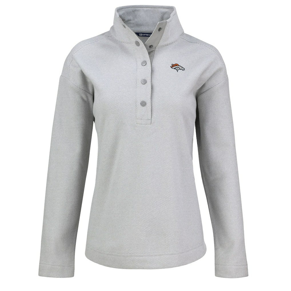 Denver Broncos Cutter & Buck Women's Hunts Point Eco Half-Snap Sweatshirt Gray | NFL