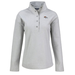 Denver Broncos Cutter & Buck Women's Hunts Point Eco Half-Snap Sweatshirt Gray | NFL