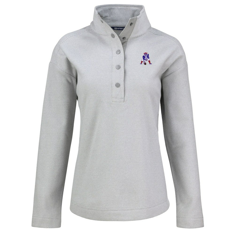 New England Patriots Cutter & Buck Women's Hunts Point Eco Half-Snap Sweatshirt Gray | NFL