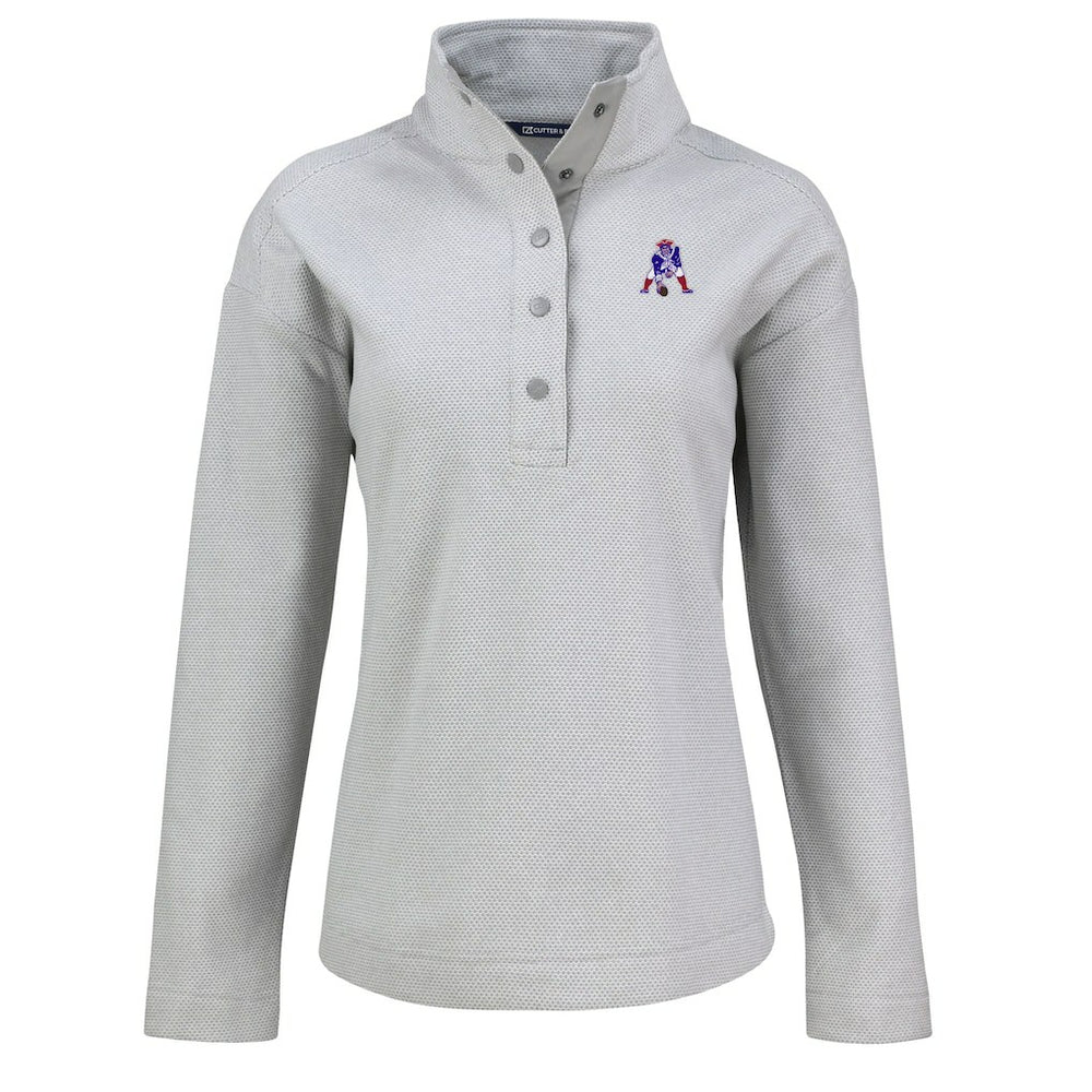 New England Patriots Cutter & Buck Women's Hunts Point Eco Half-Snap Sweatshirt Gray | NFL