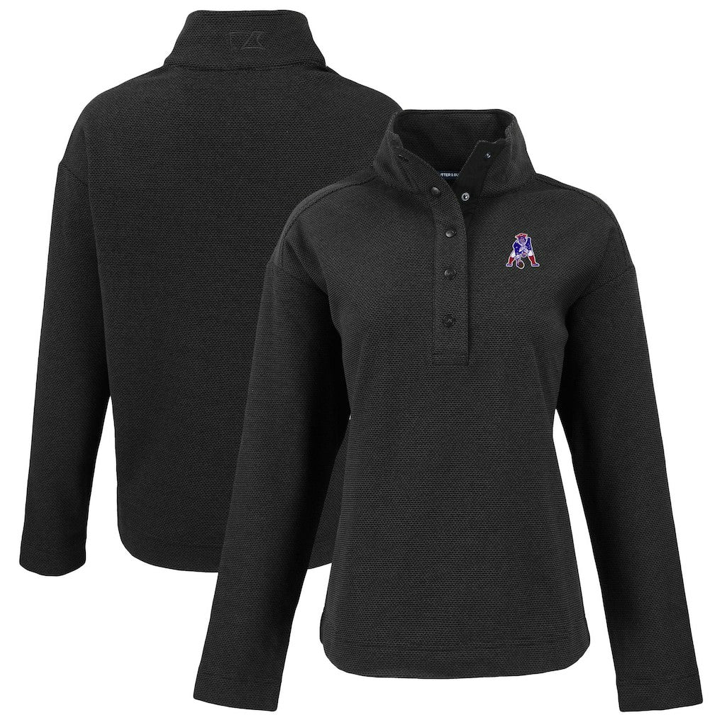 New England Patriots Cutter & Buck Women's Hunts Point Eco Half-Snap Sweatshirt Black | NFL