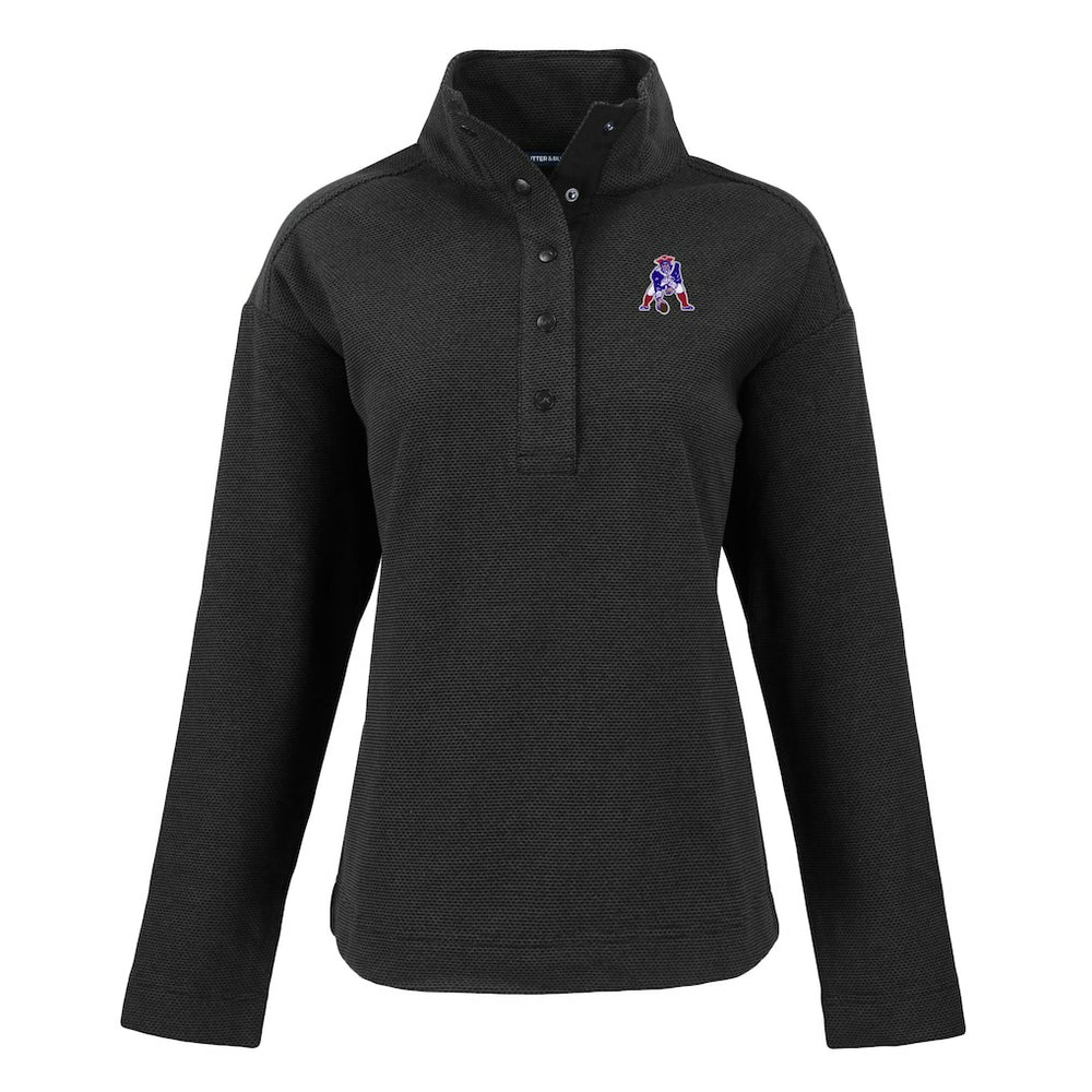 New England Patriots Cutter & Buck Women's Hunts Point Eco Half-Snap Sweatshirt Black | NFL