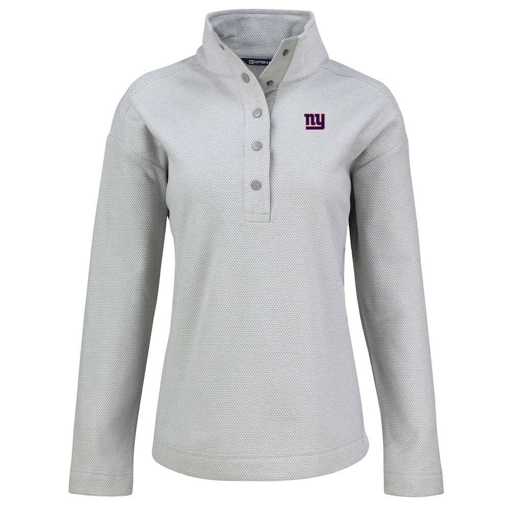 New York Giants Cutter & Buck Women's Hunts Point Eco Half-Snap Sweatshirt Gray | NFL