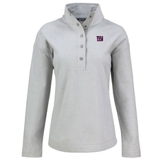 New York Giants Cutter & Buck Women's Hunts Point Eco Half-Snap Sweatshirt Gray | NFL