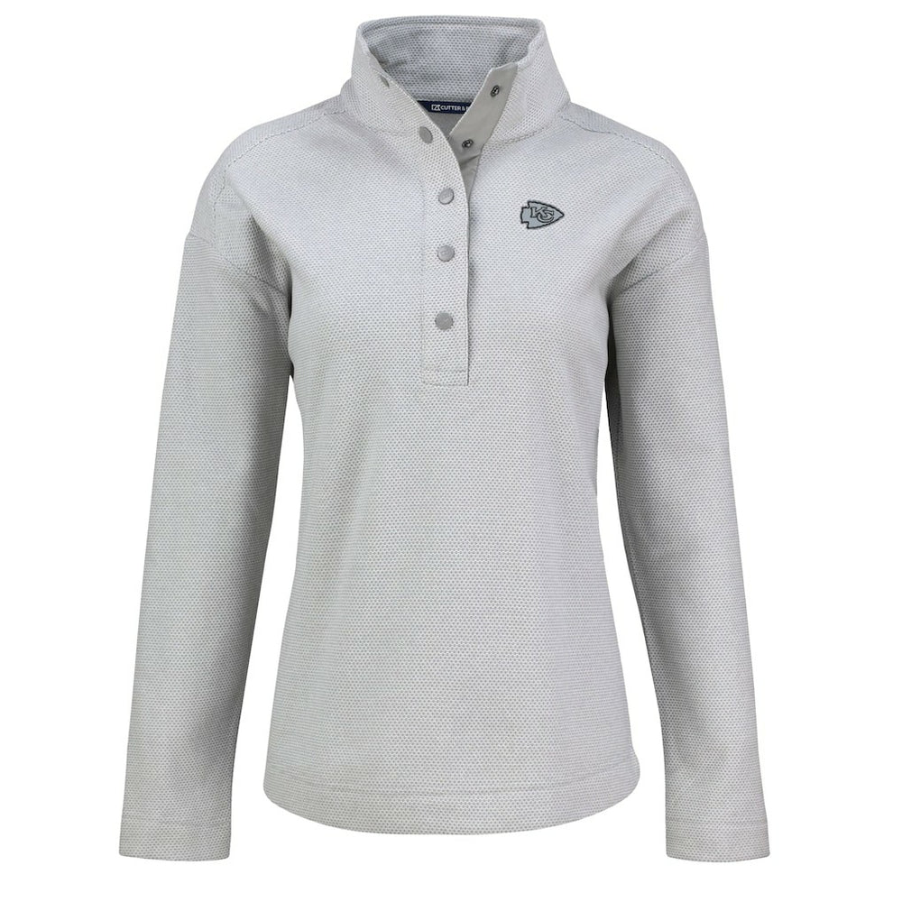 Kansas City Chiefs Cutter & Buck Women's Hunts Point Eco Half-Snap Sweatshirt Gray | NFL