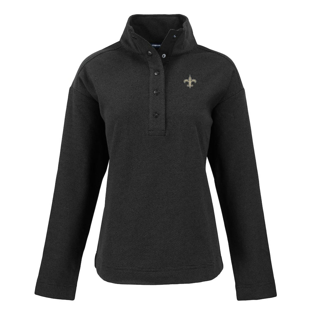 New Orleans Saints Cutter & Buck Women's Hunts Point Eco Half-Snap Sweatshirt Black | NFL
