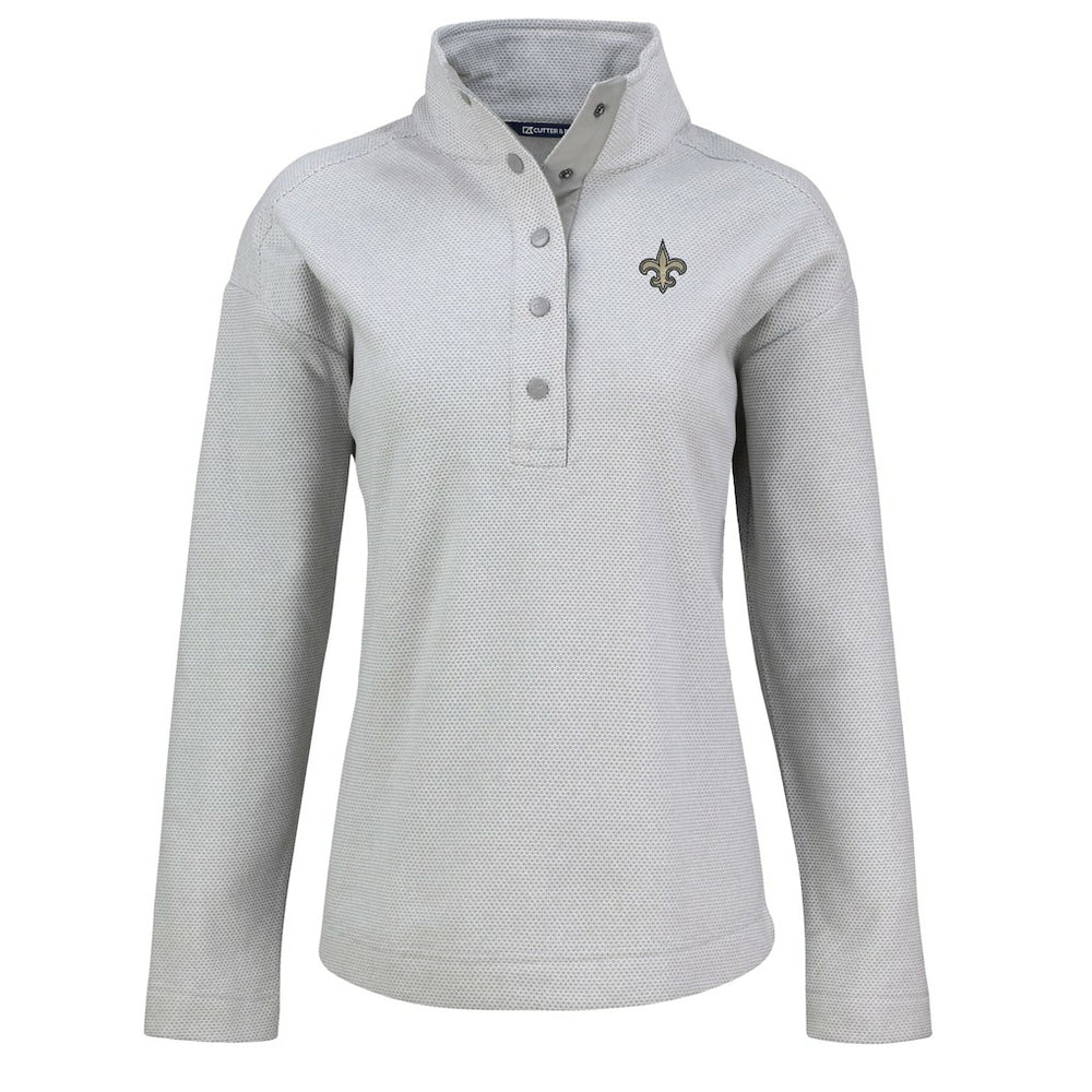 New Orleans Saints Cutter & Buck Women's Hunts Point Eco Half-Snap Sweatshirt Gray | NFL
