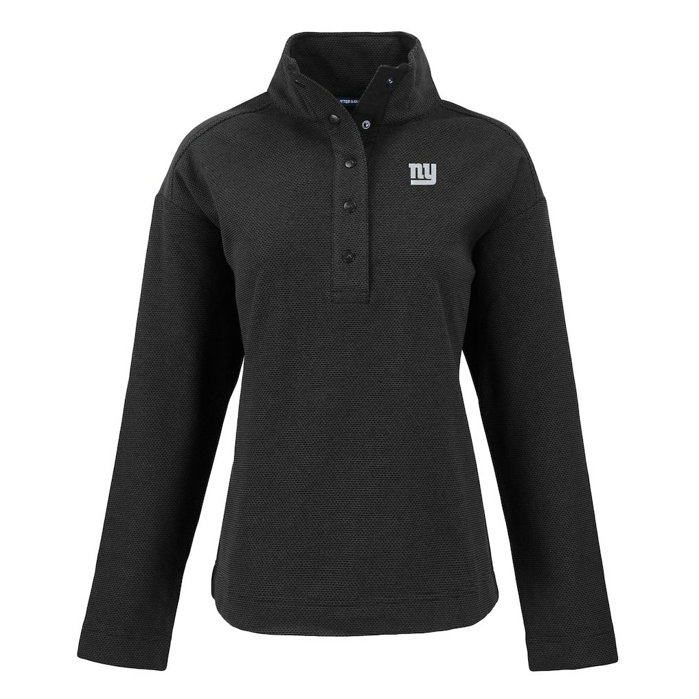 New York Giants Cutter & Buck Women's Hunts Point Eco Half-Snap Sweatshirt Black | NFL