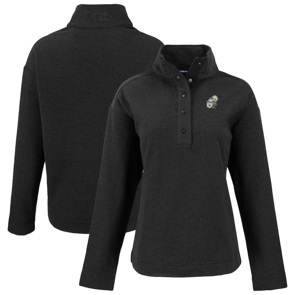 New Orleans Saints Cutter & Buck Women's Hunts Point Eco Half-Snap Sweatshirt Black | NFL