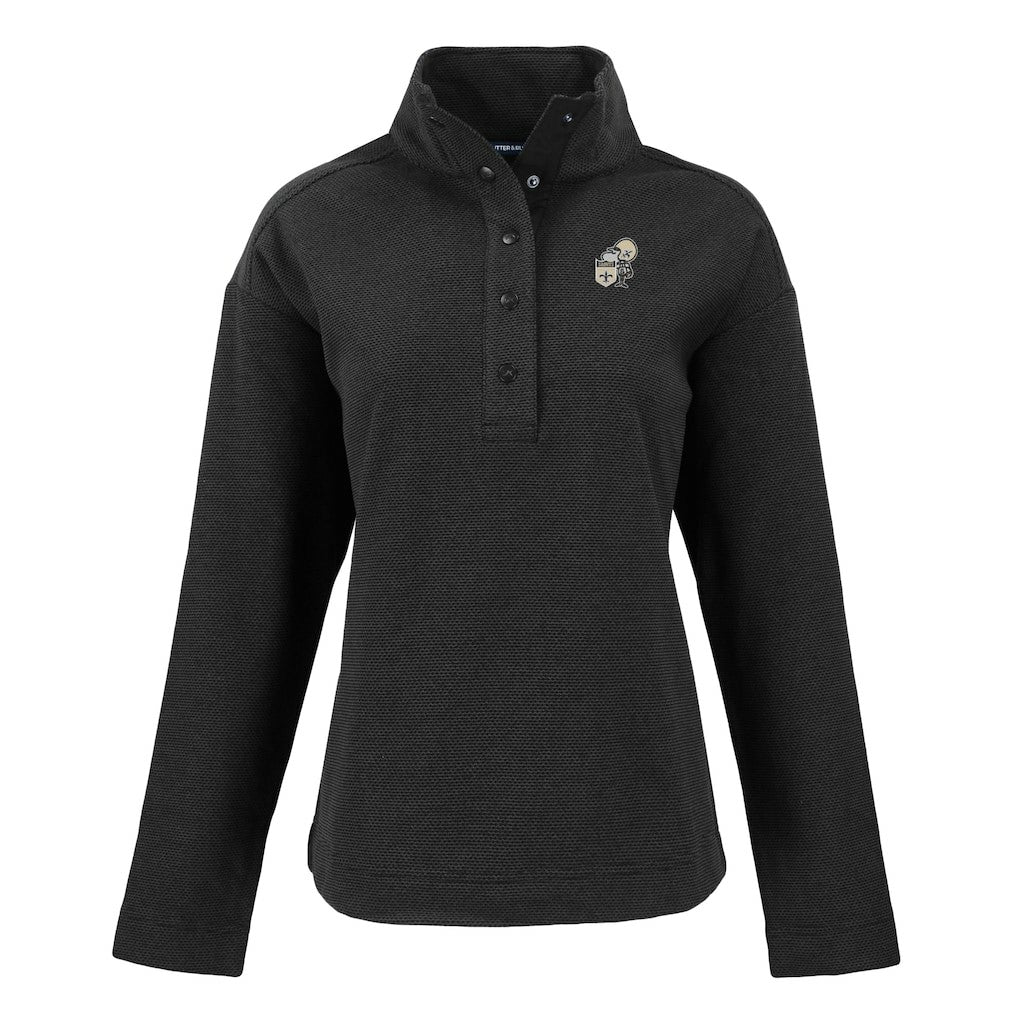 New Orleans Saints Cutter & Buck Women's Hunts Point Eco Half-Snap Sweatshirt Black | NFL