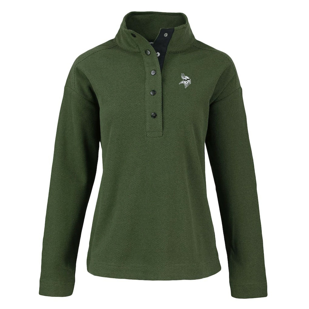 Minnesota Vikings Cutter & Buck Women's Hunts Point Eco Half-Snap Sweatshirt Green | NFL