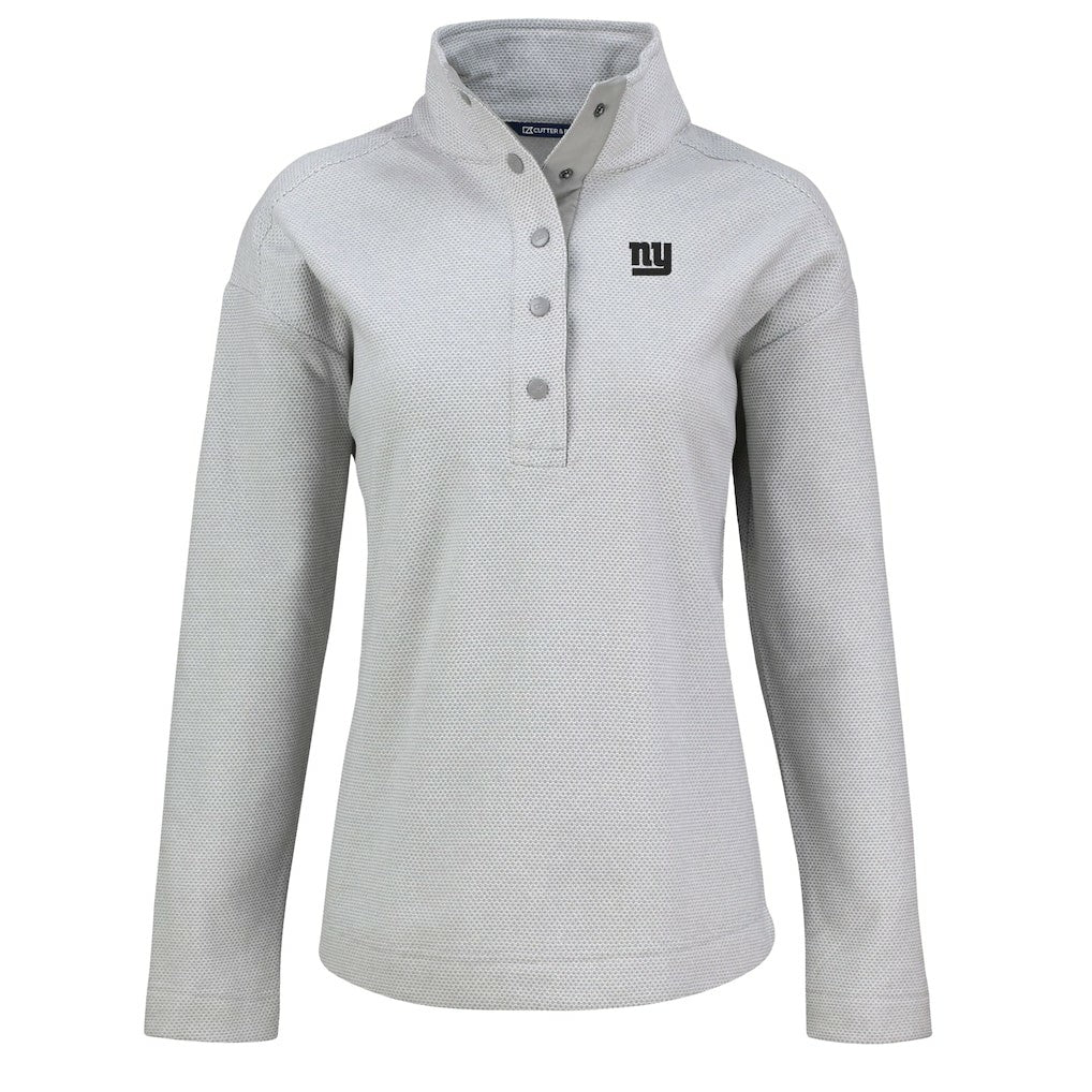 New York Giants Cutter & Buck Women's Hunts Point Eco Half-Snap Sweatshirt Gray | NFL