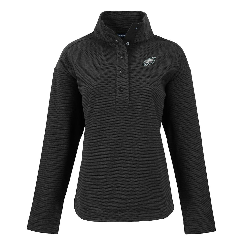 Philadelphia Eagles Cutter & Buck Women's Hunts Point Eco Half-Snap Sweatshirt Black | NFL