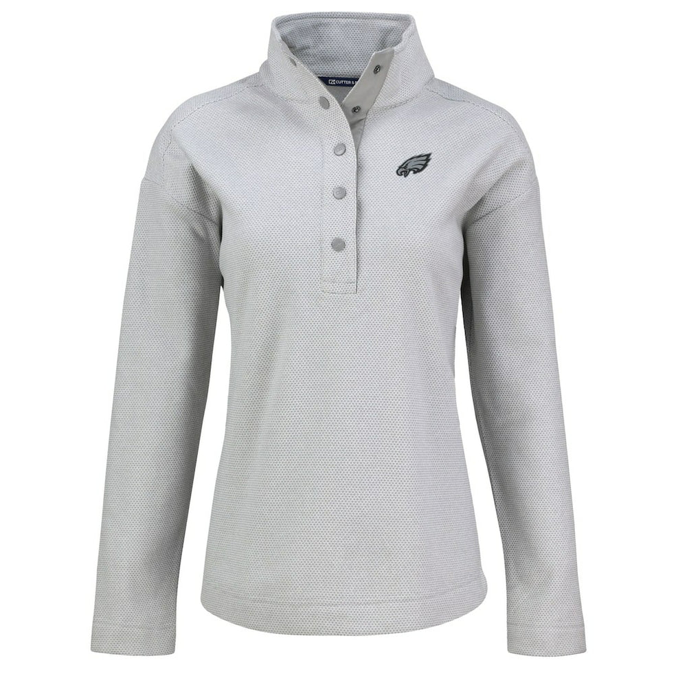 Philadelphia Eagles Cutter & Buck Women's Hunts Point Eco Half-Snap Sweatshirt Gray | NFL