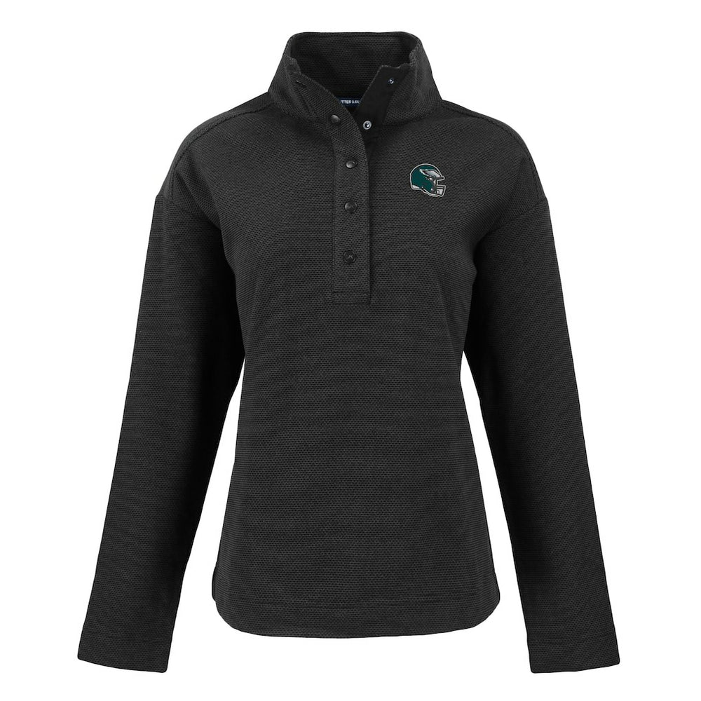 Philadelphia Eagles Cutter & Buck Women's Hunts Point Eco Half-Snap Sweatshirt Black | NFL
