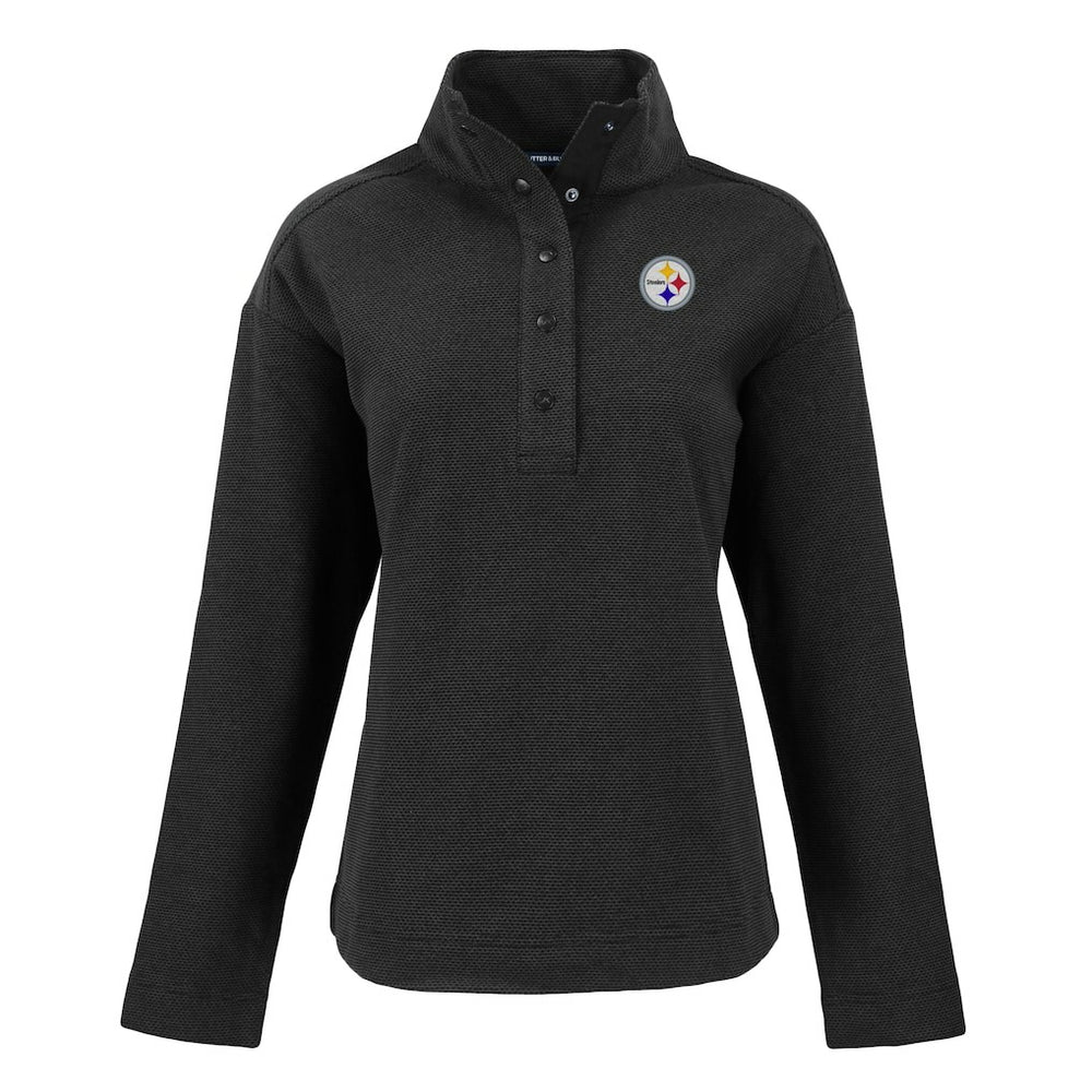 Pittsburgh Steelers Cutter & Buck Women's Hunts Point Eco Half-Snap Sweatshirt Black | NFL