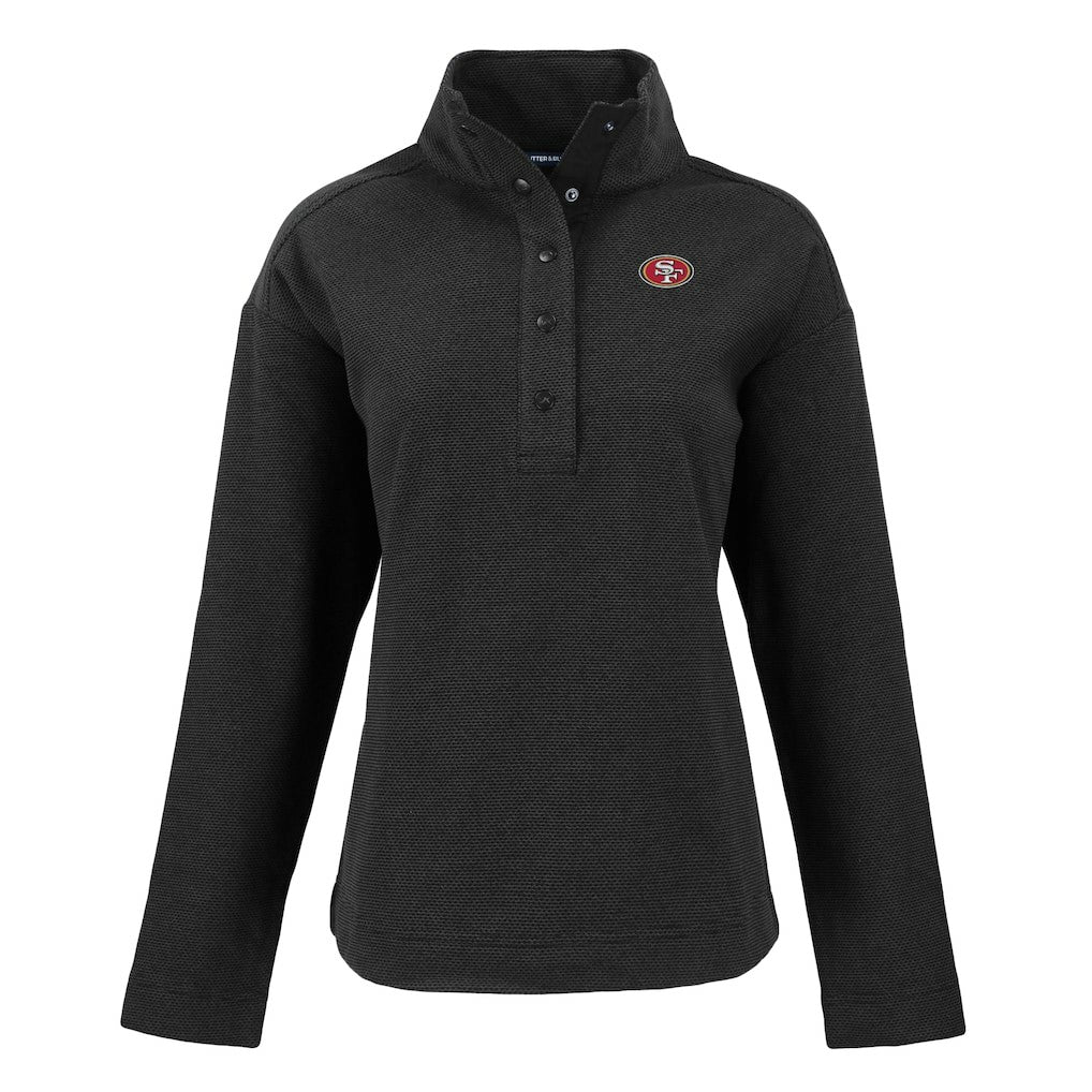 San Francisco 49ers Cutter & Buck Women's Hunts Point Eco Half-Snap Sweatshirt Black | NFL