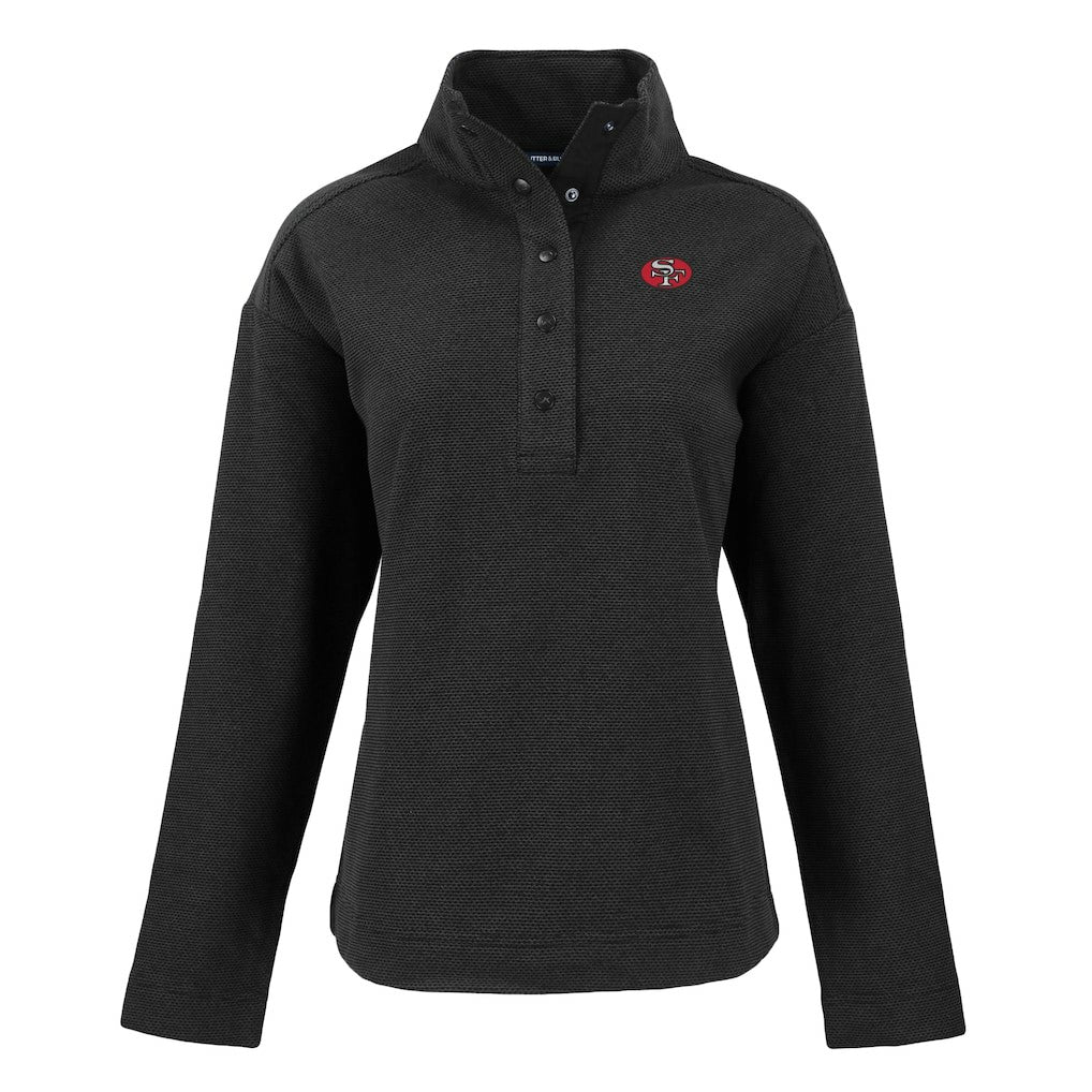 San Francisco 49ers Cutter & Buck Women's Hunts Point Eco Half-Snap Sweatshirt Black | NFL