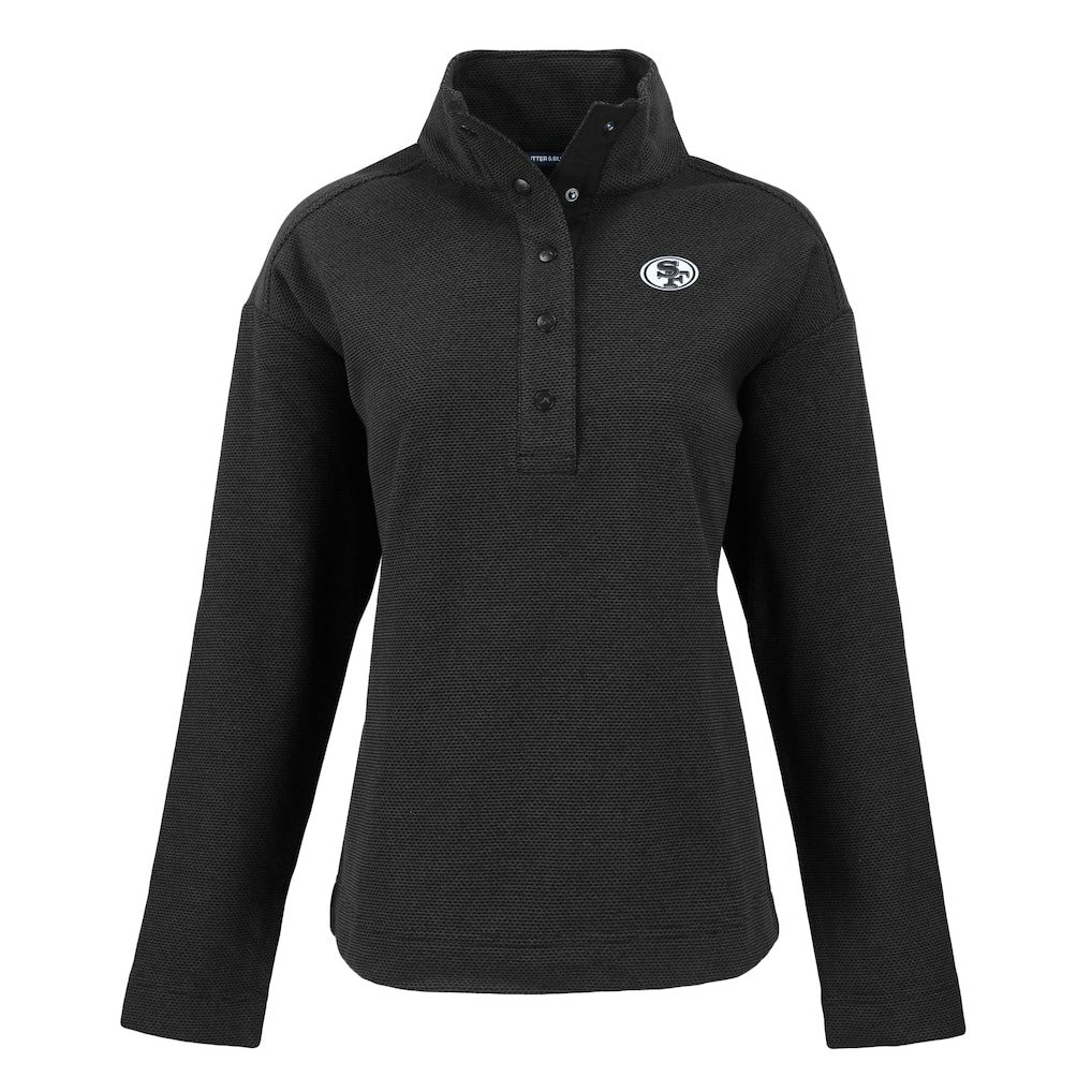 San Francisco 49ers Cutter & Buck Women's Hunts Point Eco Half-Snap Sweatshirt Black | NFL