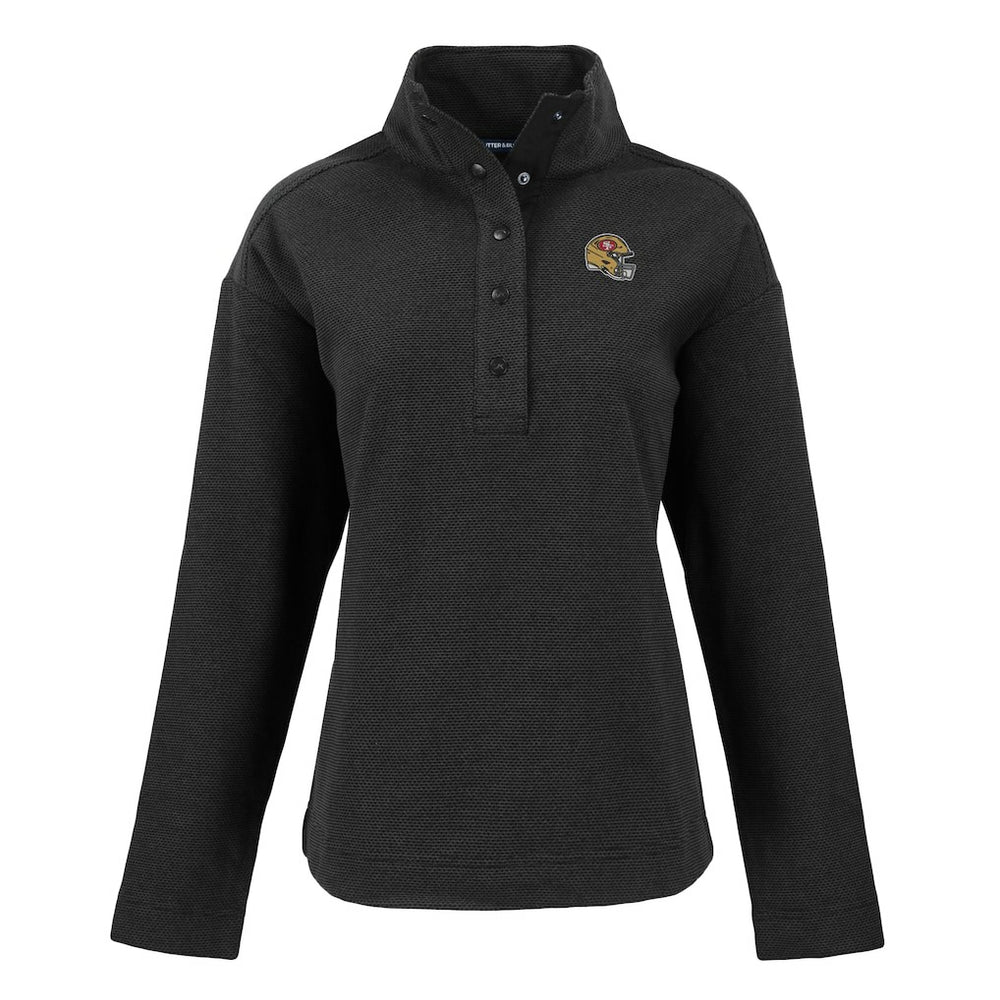 San Francisco 49ers Cutter & Buck Women's Hunts Point Eco Half-Snap Sweatshirt Black | NFL