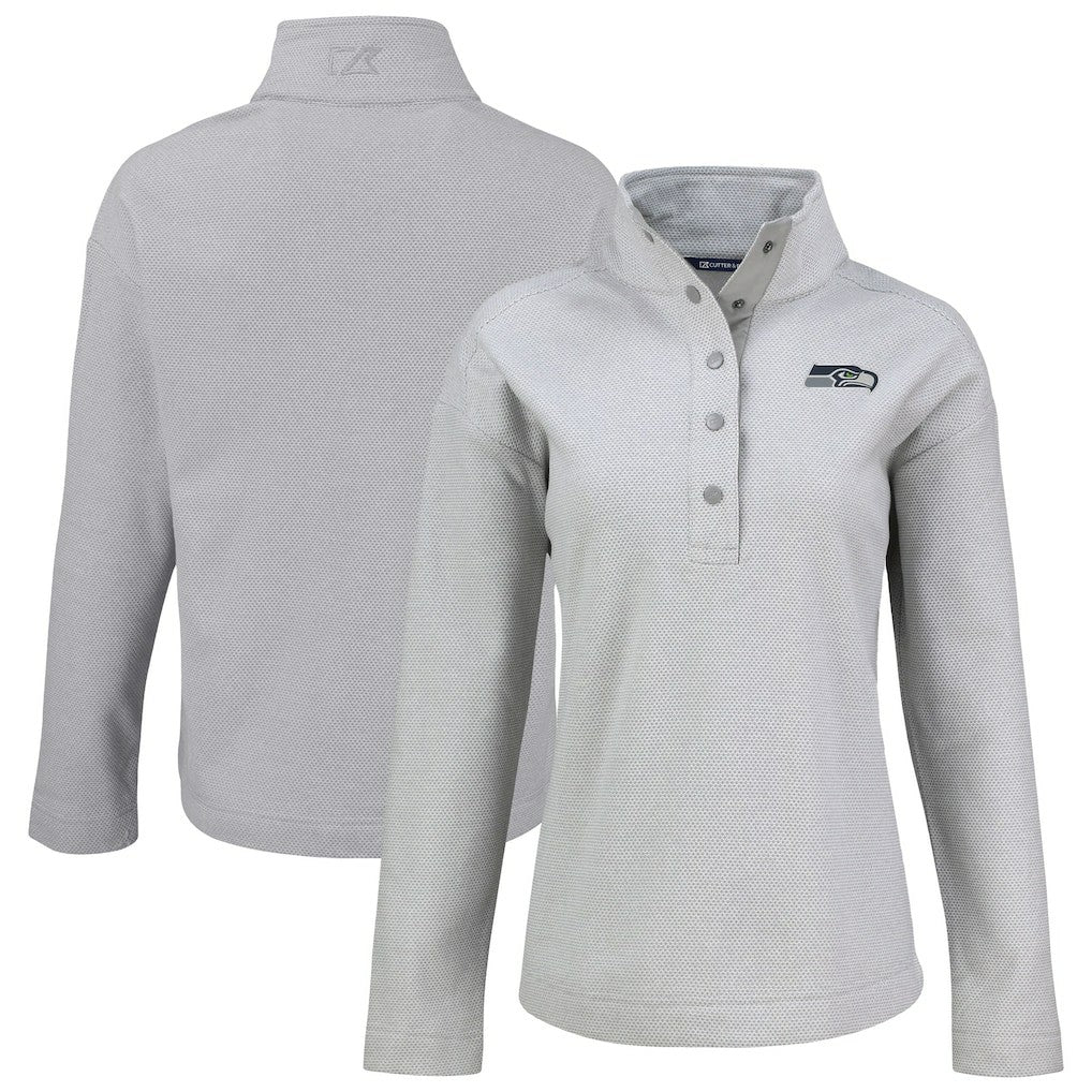 Seattle Seahawks Cutter & Buck Women's Hunts Point Eco Half-Snap Sweatshirt Gray | NFL