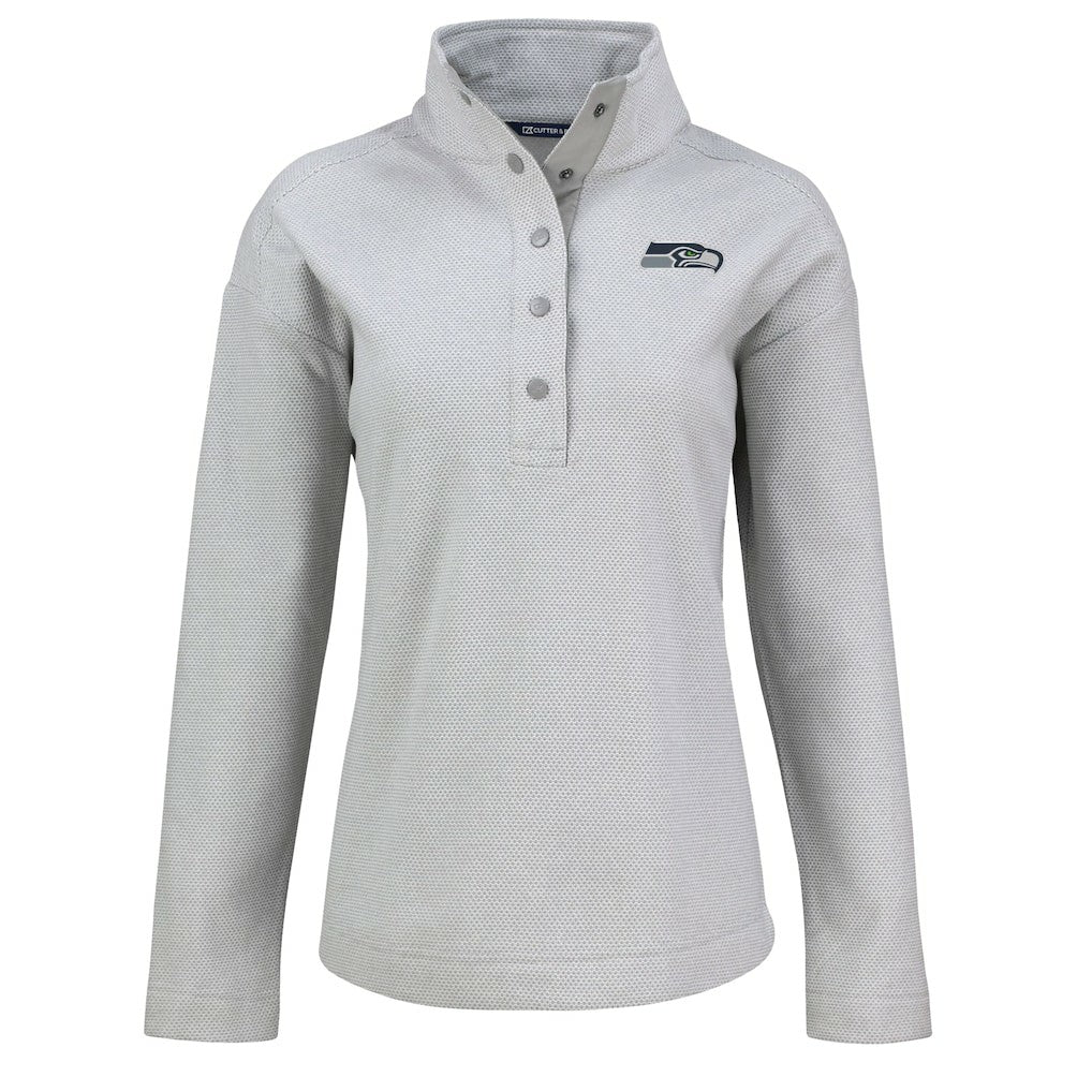 Seattle Seahawks Cutter & Buck Women's Hunts Point Eco Half-Snap Sweatshirt Gray | NFL