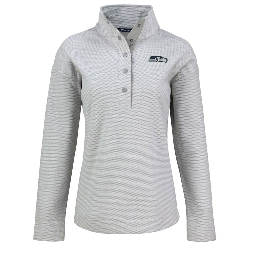 Seattle Seahawks Cutter & Buck Women's Hunts Point Eco Half-Snap Sweatshirt Gray | NFL