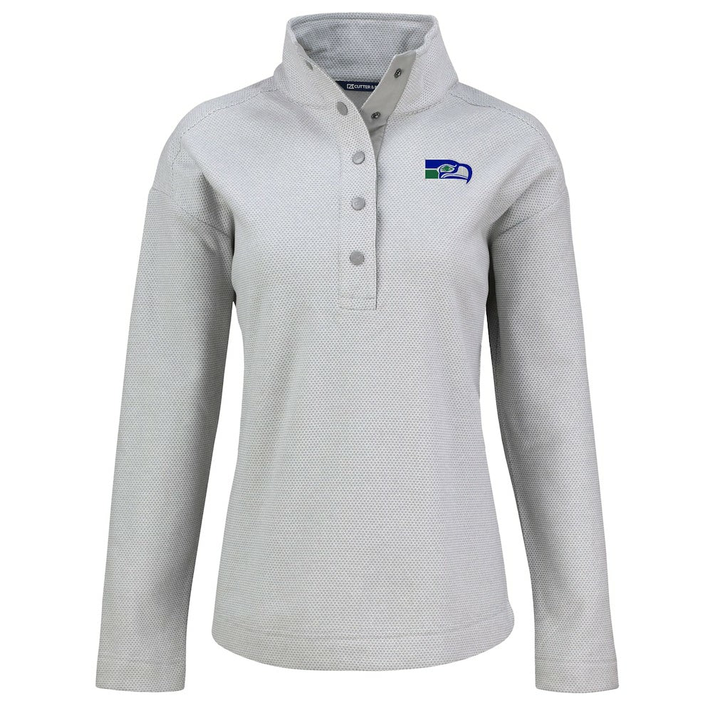 Seattle Seahawks Cutter & Buck Women's Hunts Point Eco Half-Snap Sweatshirt Gray | NFL